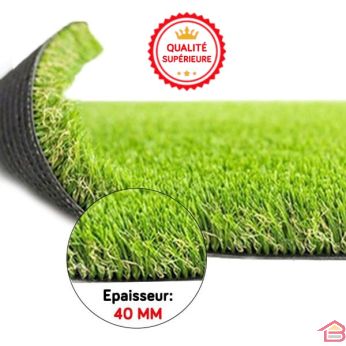 GAZON ARTIFICIEL VERT NATUREL 40MM 2M/25M (PAR METRE CARRE)