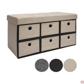 POUF PLIANT PVC AVEC RANGEMENT BEIGE