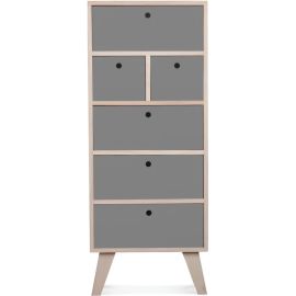 SEMAINIER 6 TIROIRS BORÉAL GRIS EN BOIS MDF ET CONTREPLAQUÉ