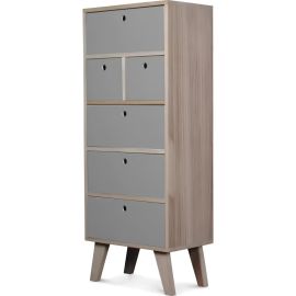 SEMAINIER 6 TIROIRS BORÉAL GRIS EN BOIS MDF ET CONTREPLAQUÉ