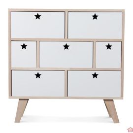 COMMODE BLANCHE ÉTOILE 7 TIROIRS