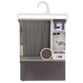 RIDEAU DE DOUCHE DIAMANTS GRIS EN POLYESTER 180X200 CM