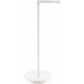 RÉSERVE ET DÉROULEUR DE PAPIER TOILETTE SUR PIED EN MÉTAL BLANC