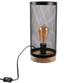 LAMPE CYLINDRIQUE GRILLAGÉE EN MÉTAL NOIR 33 CM
