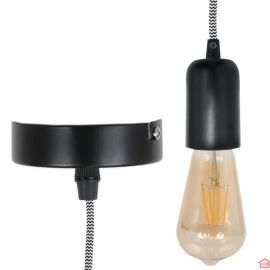 LAMPE SUSPENSION VINTAGE NOIR  H 9CM