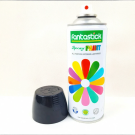 BOMBE DE PEINTURE ACRYLIQUE NOIRE EN AÉROSOL MULTI SURFACES FINITION BRILLANTE 400 ML