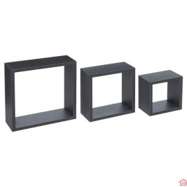 LOT DE 3 ÉTAGÈRES MURALES CUBE GRIS ANTHRACITE
