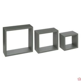 LOT DE 3 ÉTAGÈRES MURALES CUBE VERT DE GRIS