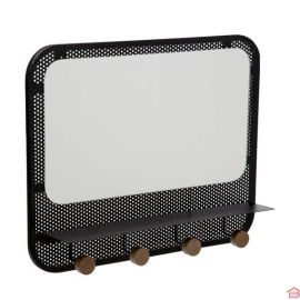 PATERE ET MIROIR EN METAL DESIGN 4 TETES 45CM NOIR