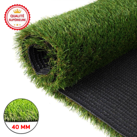 GAZON ARTIFICIEL VERT NATUREL 40 MM – PRIX AU M²