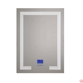 MIROIR LED SDB AVEC HEURE 80X60 CM