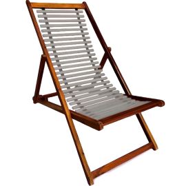 CHILIENNE DE JARDIN EN BOIS COULEUR GRIS RÉGLABLE 3 POSITIONS