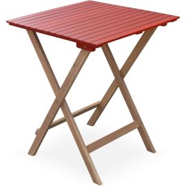 TABLE DE JARDIN PLIANTE EN BOIS D’ACACIA COULEUR TERRACOTTA 60X60 CM