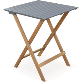 TABLE PLIANTE EN BOIS D’ACACIA BICOLORE GRIS 60X60 CM