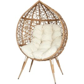 FAUTEUIL ŒUF D’EXTÉRIEUR AVEC COUSSIN BEIGE