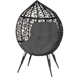 FAUTEUIL OEUF DE JARDIN NOIR AVEC COUSSIN