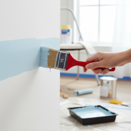 PINCEAU PLAT STANDARD 100 MM EN FIBRES SYNTHÉTIQUES ET NATURELLES AVEC MANCHE PLASTIQUE