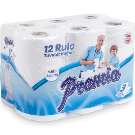 PAPIER HYGIÈNIQUE 3 PLIS 12 ROULEAUX PREMIA LILY