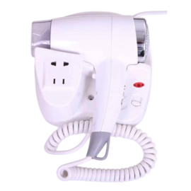 SÈCHE-CHEVEUX MURAL BLANC 1200 W AVEC PRISE DE COURANT