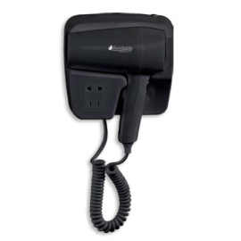 SÈCHE-CHEVEUX MURAL NOIR 1600 W AVEC PRISE DE COURANT