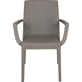 CHAISE D’EXTÉRIEUR MIAMI EN PLASTIQUE MARRON AVEC ACCOUDOIRS