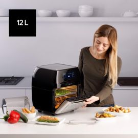 FRITEUSE À AIR CHAUD SANS HUILE TAURUS CRUNCHY PLUS CAPACITÉ 12 LITRES NOIR ET INOX