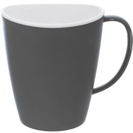 GOBELET EN PLASTIQUE 380ML AVEC ANSE GRIS MAT ET INTÉRIEUR BLANC BRILLANT