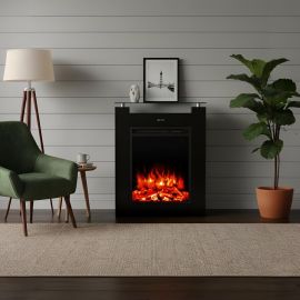 MEUBLE CHEMINÉE ÉLECTRIQUE EN BOIS AVEC VITRE R’PUR FLAMMES RÉALISTES 68x17x87,5 CM