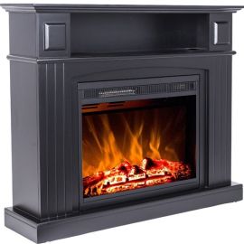 MEUBLE CHEMINÉE ÉLECTRIQUE EN BOIS NOIR AVEC EFFET FLAMME DÉCORATIF O'PURE