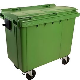 POUBELLE 660 LITRES SUR 4 ROUES EN POLYÉTHYLÈNE COULEUR VERTE