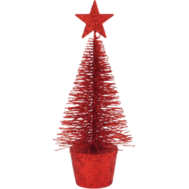 SAPIN DÉCORATIF ROUGE 15 CM AVEC ÉTOILE ET POT ASSORTI