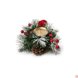 PHOTOPHORE 1 SUPP BOUGIE DE NOEL POINSETTIA D14CM