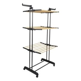 ETENDOIR EFFET BOIS 3 ETAGES 73X64X173 CM