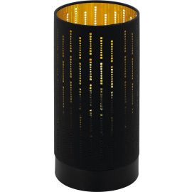 LAMPE DE TABLE EN ACIER NOIR AVEC ABAT-JOUR DÉCOUPÉ OR DOUILLE E27
