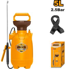 PULVÉRISATEUR À PRESSION MANUEL 5 LITRES AVEC LANCE EN ACIER INOXYDABLE ET BANDOUILIÈRE INGCO