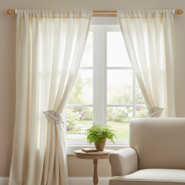 BARRE DE RIDEAU EN BOIS NATUREL VERNIS 150 CM DIAMÈTRE 28 MM