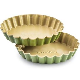 SET DE 2 MOULES À TARTELETTE EN ACIER 12CM TERRAILLON AVEC REVÊTEMENT ANTIADHÉSIF NATUREL