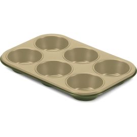 MOULE À MUFFINS EN ACIER REVÊTU VERT TERRAILLON 6 CUPCAKES ANTIADHÉSIF