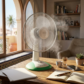 VENTILATEUR SUR TABLE AVEC MINUTEUR DIAMÈTRE 35 CM 40 W 3 LAMES 3 VITESSES KRÖHLER