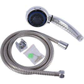 KIT DOUCHETTE 5 FONCTIONS AVEC FLEXIBLE EN ACIER INOXYDABLE 150 CM ET SUPPORT CHROME
