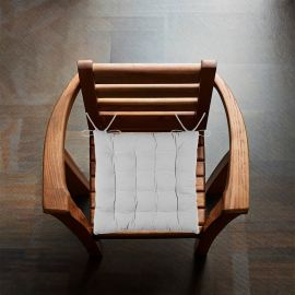 GALETTE DE CHAISE DUO 16 POINTS PERLE GRIS CLAIR 38 X 38 X 3,5 CENTIMÈTRES EN COTON AVEC CORDONS DE FIXATION