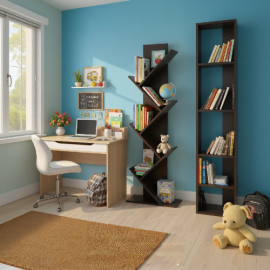 ÉTAGÈRE LIVRÉE 120 X 20 X 40 CM COULEUR BOIS FONCÉ