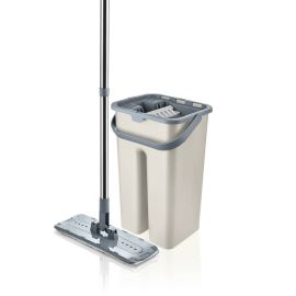 ENSEMBLE DE VADROUILLE PLATE AVEC SEAU 9 LITRES GRIS