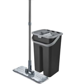 ENSEMBLE DE VADROUILLE PLATE AVEC SEAU 9 LITRES NOIR