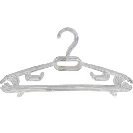 LOT DE 6 CINTRES CRISTAL TRANSPARENTS EN POLYSTYRÈNE FORMAT STANDARD