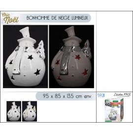 BONHOMME DE NEIGE LUMINEUX EN DOLOMITE 9.5x8.5x13 CM