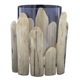 BOUGEOIR COLONNE EN BOIS 15x15x18 CM