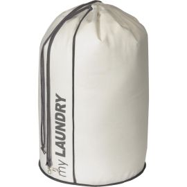 SAC À LINGE INTISSÉ BLANC AVEC LIENS COULISSANTS ET LISERÉS GRIS COMPATCOR