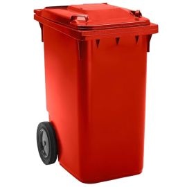 POUBELLE À DÉCHETS ROUGE DE 360 LITRES
