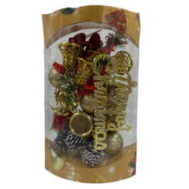 DÉCORATION DE SAPIN DE NOËL ROUGE ET DORÉE